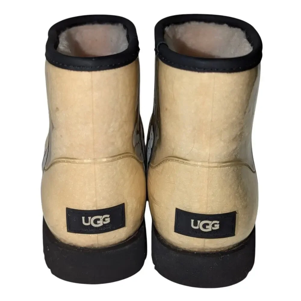 Ugg Classic Mini Clear Natural /Black Women’s Waterproof Rain Boots US 8 Good